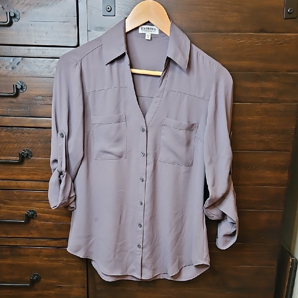 Express Women's Mauve Button-Down Shirt
